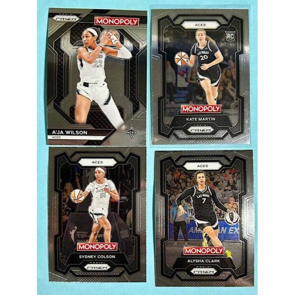 2024 Panini Monopoly, WNBA 4-ACES-Aja Wilson,S.Colson,A.Clark & Kate Martin RC